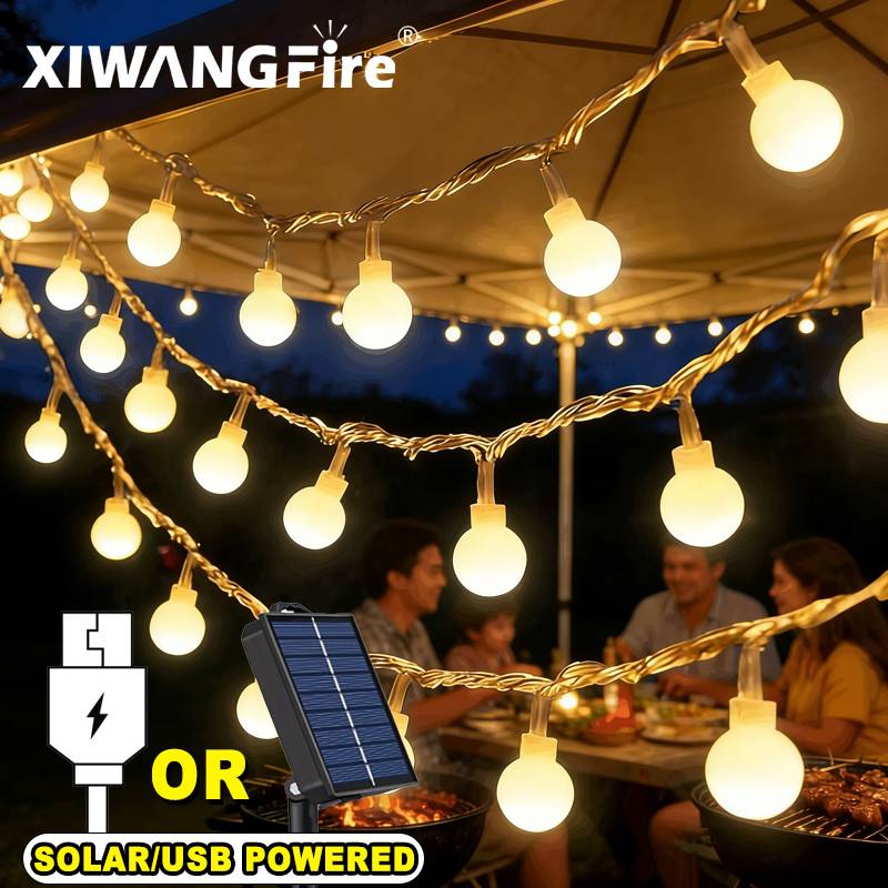 Outdoor Lighting Waterproof - 3-10M 태양광/USB/배터리 스트링 조명, 요정 글로브