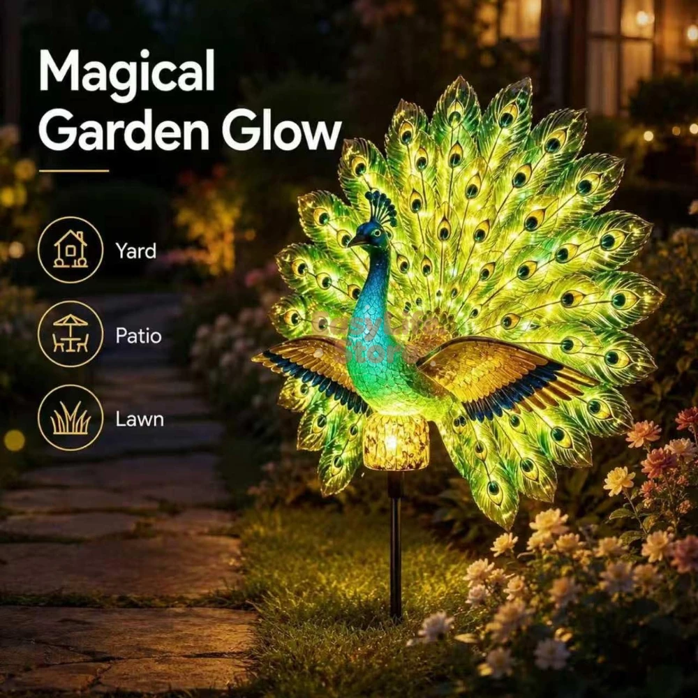 Outdoor Lighting Led Fixtures - 태양광 공작새 정원 조각상, 자동 점등