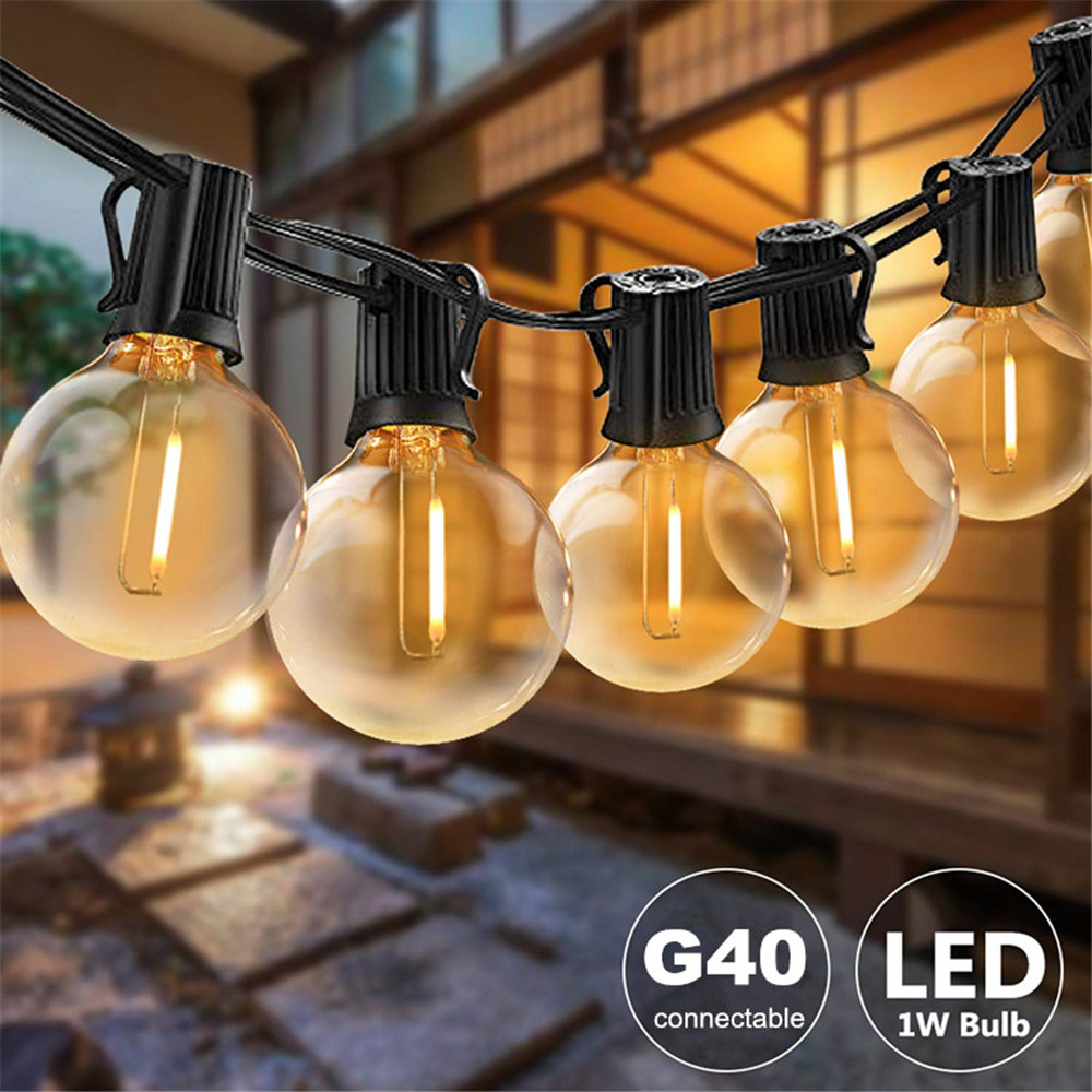 String Light Bistro - 25FT/50FT G40 투명 구형 전구 야외