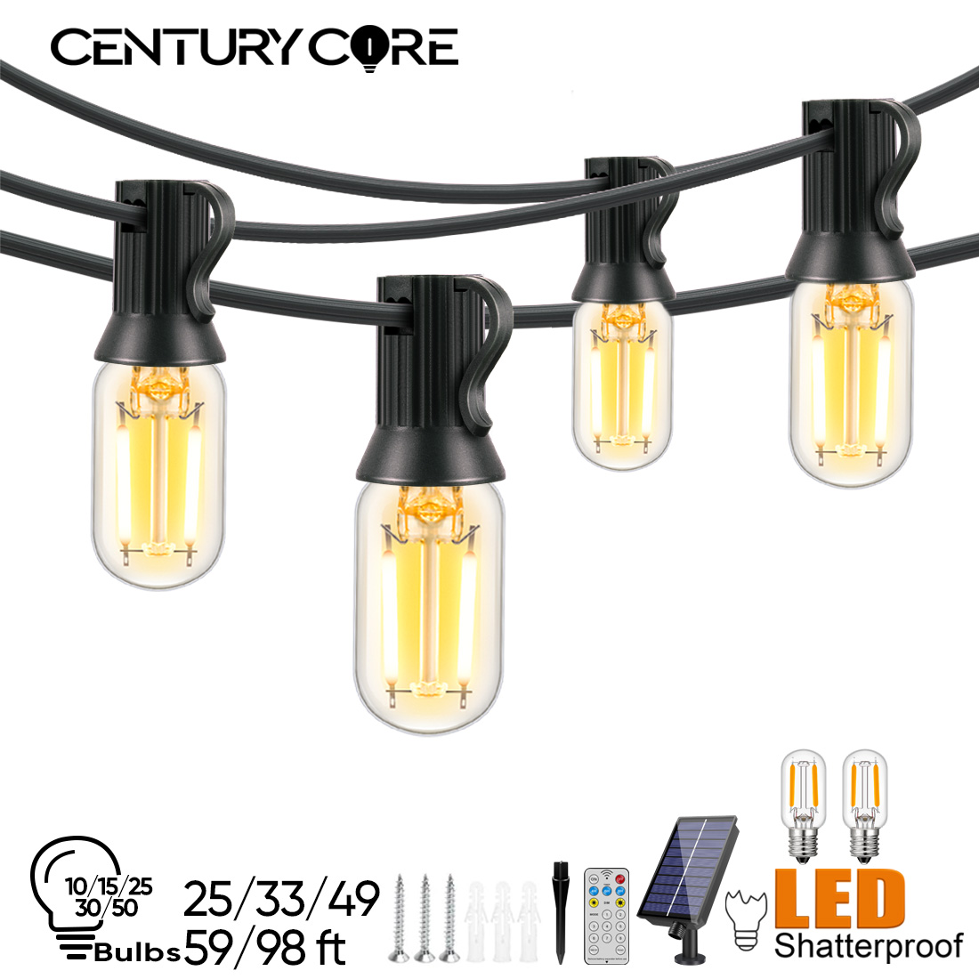 String Light Bistro - LED T22 태양 문자열 조명 8