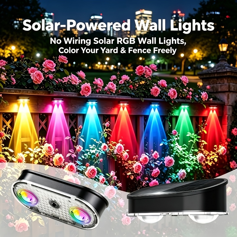 Solar Wall Sconce - RGB 태양광 울타리 조명 IP44, 8가지