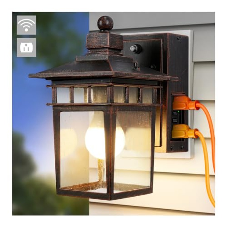 GFCI 콘센트가 있는 야외 조명, 황혼부터 새벽까지  - Solar Wall Sconce 리뷰 및 가격