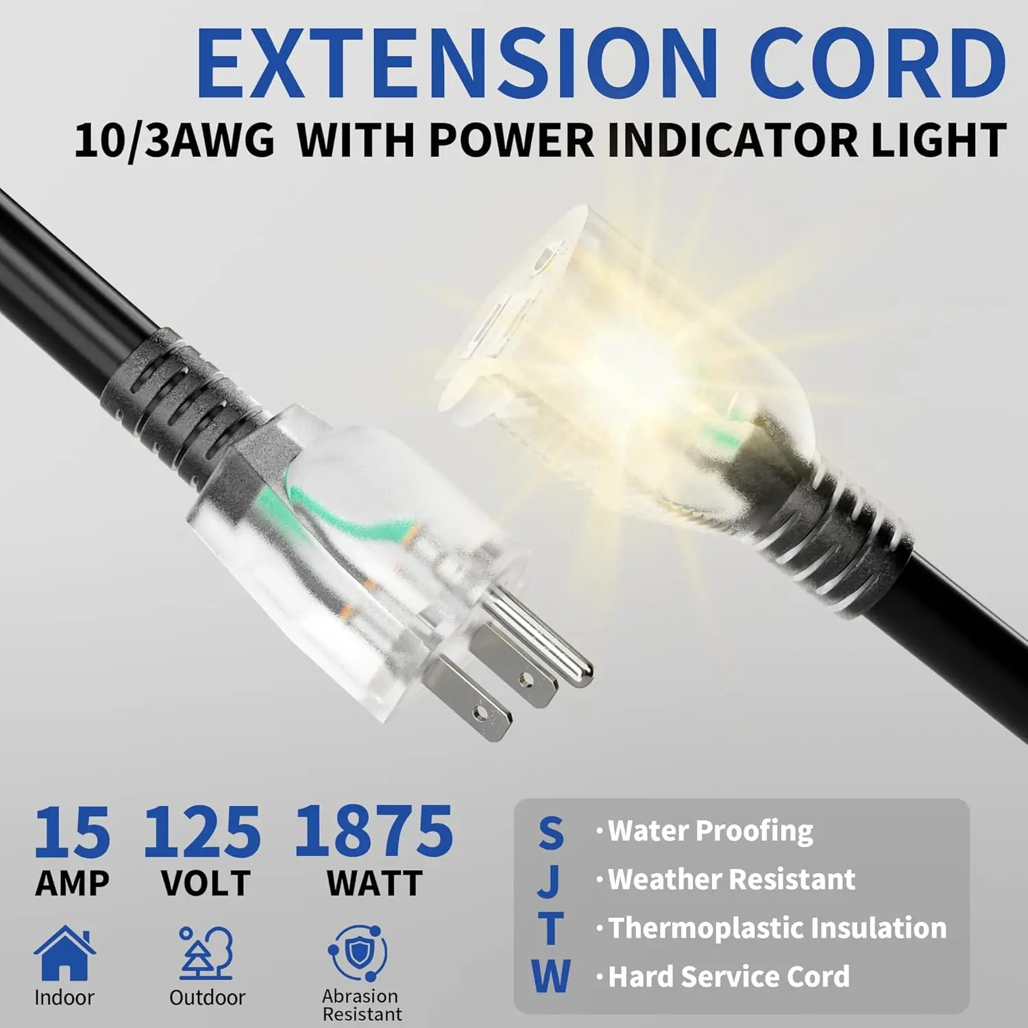 100피트 실내외 겸용 연장 코드, 조명 포함 10/3 - Outdoor Lighting Extension Cord 리뷰 및 가격