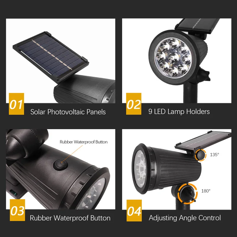 1/2개입 태양광 조경등 9LED 조절식 매립형 벽 스 - Solar Wall Sconce 리뷰 및 가격